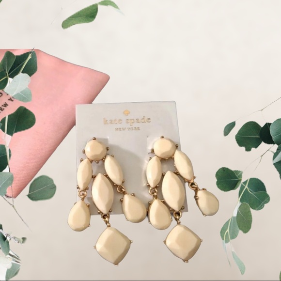 REDUCED) NWOT KATE SPADE WHITE CHANDELIER POST EARRINGS - Picture 3 of 7